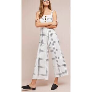 Anthropologie Sancia Valou Jumpsuit in White Windowpane Large